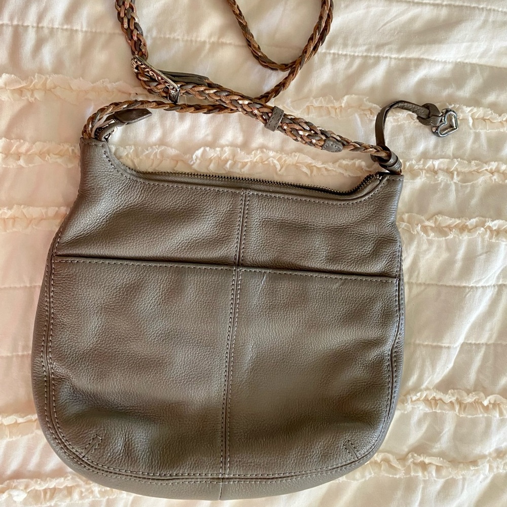 Brighton taupe crossbody bag w braided strap